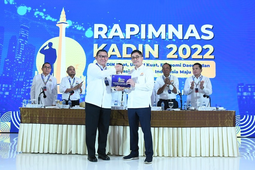 Ketua Umum KADIN Indonesia, Arsjad Rasjid bertindak sebagai Ketua Pimpinan Sidang Pleno 1 dan 2 dalam Rapimnas KADIN Indonesia, di Hotel Borobudur Jakarta.